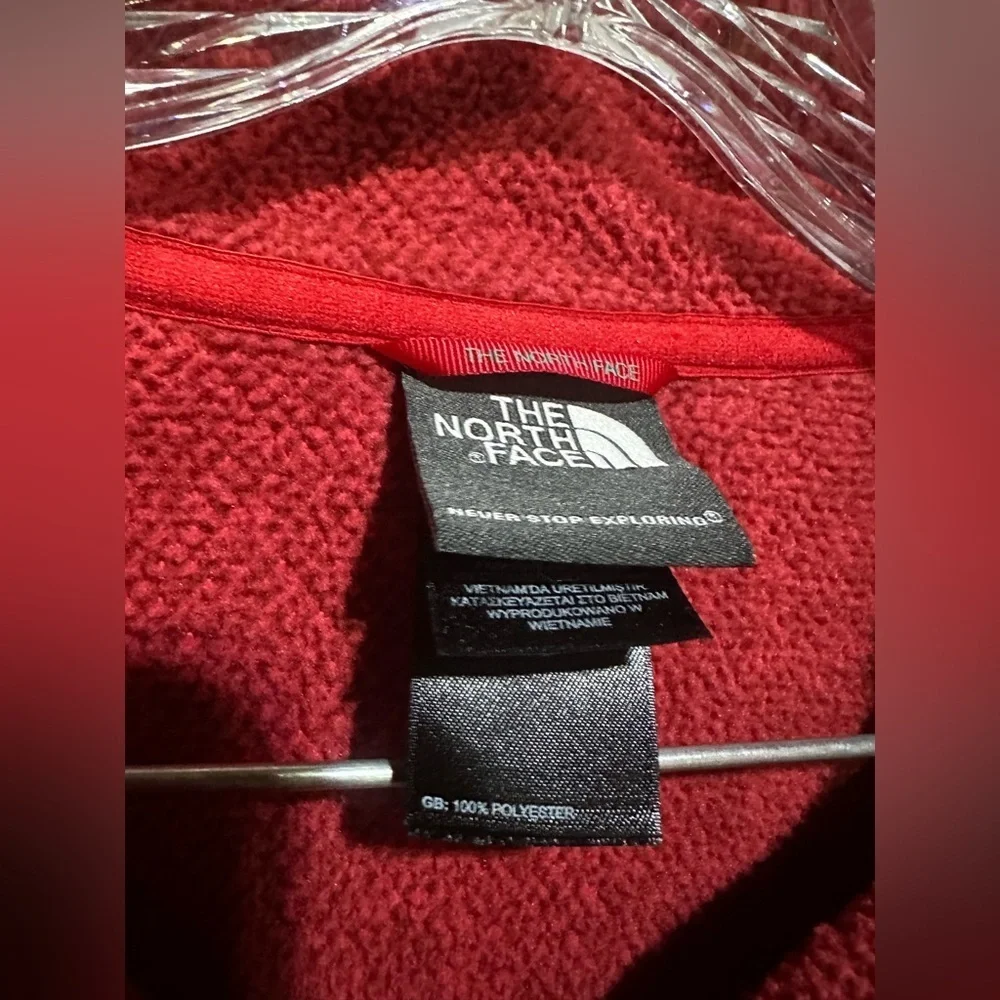 The North Face Men’s L Red Textured Cap Rock Quarter Zip Pullover Jacket Fleece